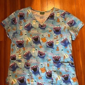 Cookie Monster Scrub Top